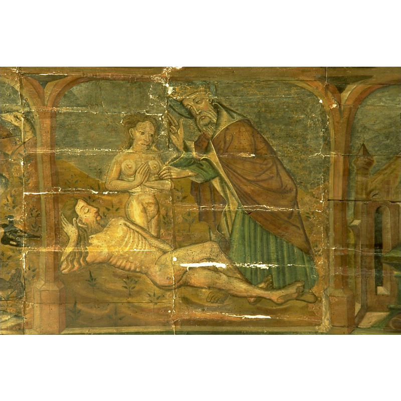 a crowned God the Father created Eve from a nonchalant Adam