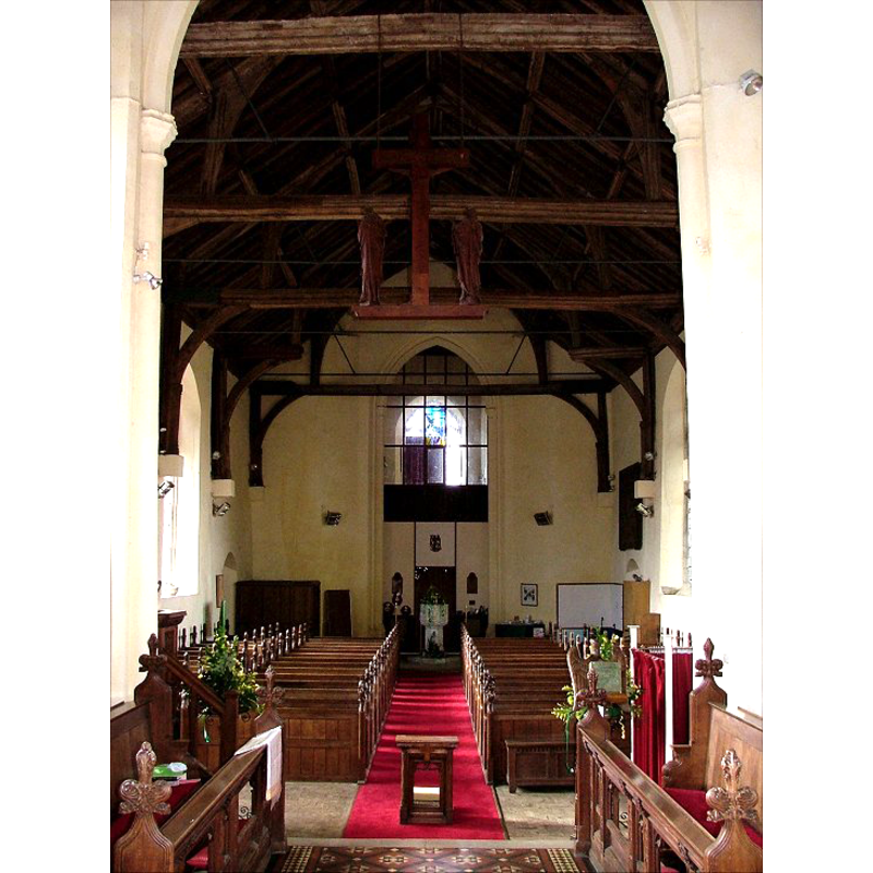 the font visible at the back (west), centre aisle