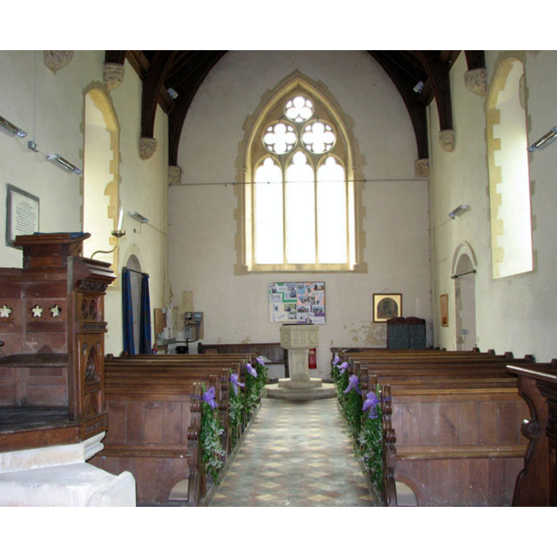 the font at the west end, centre aisle