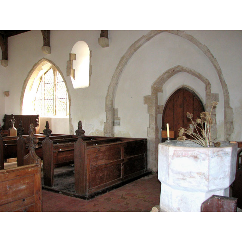 looking diagonally across the nave towards the south doorway