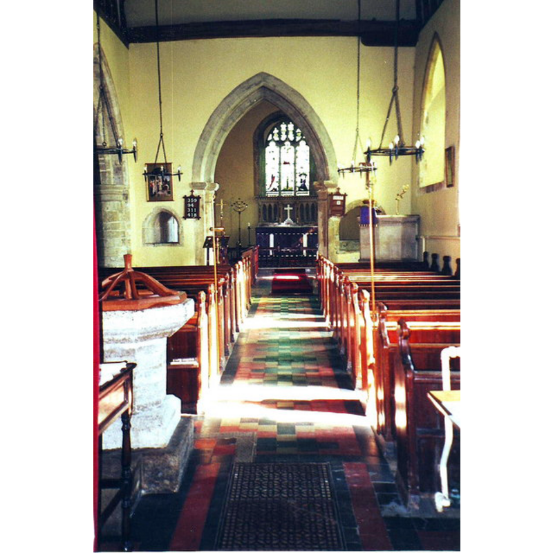 the font and cover in the foreground (west end), to the left (north side)