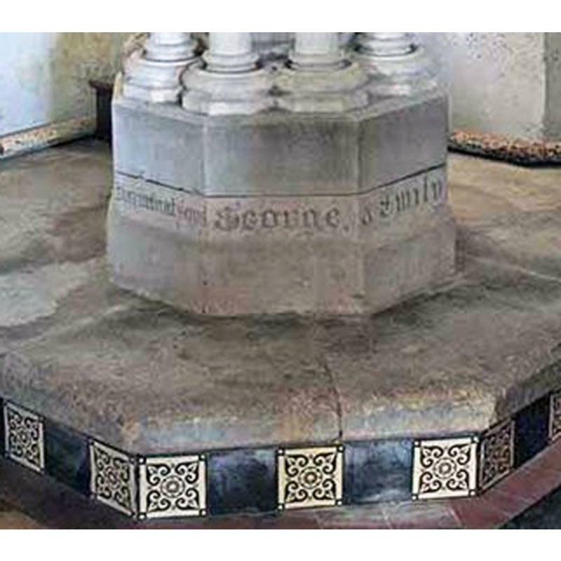 notice the inscription; probably of the 19th century, as the columnar base above