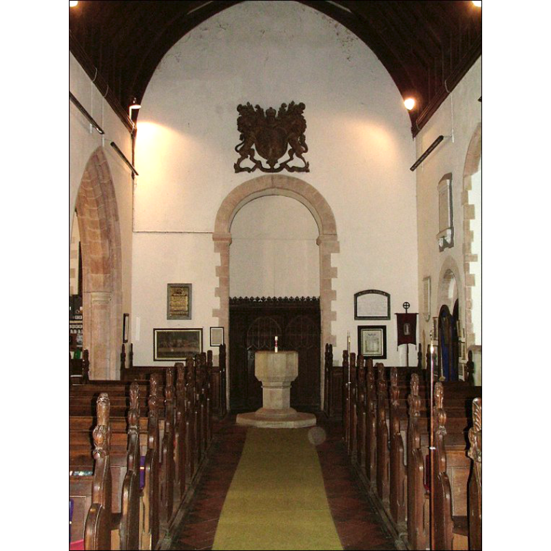 the font at the west end, centre aisle