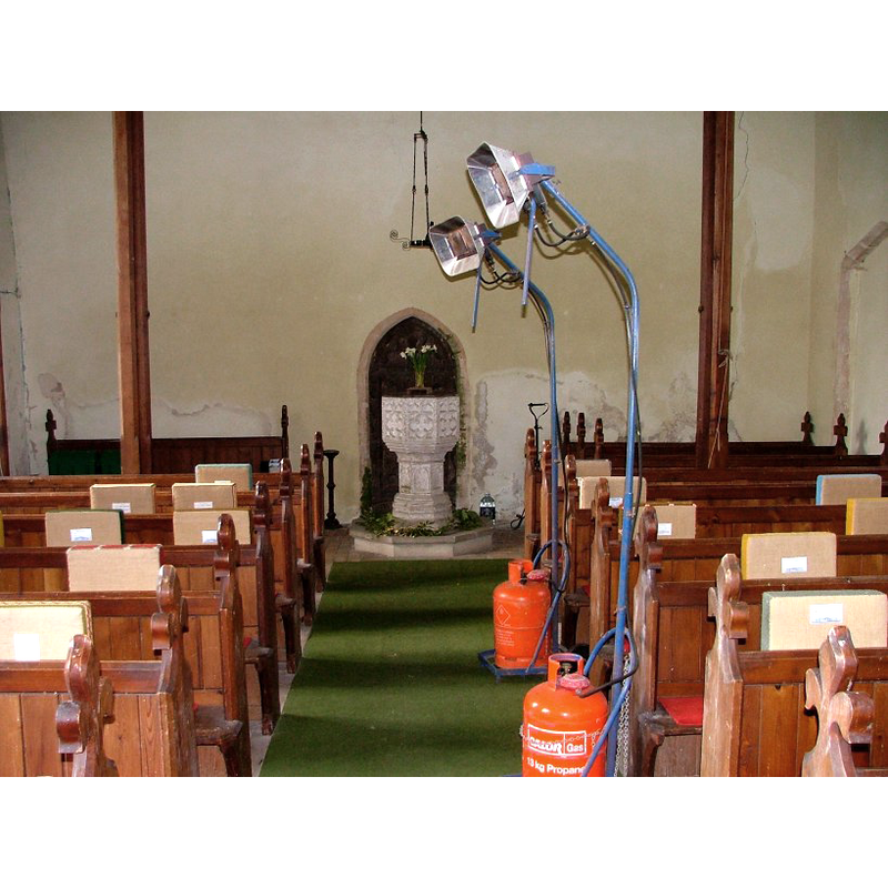 the font at the west end, by the tower door