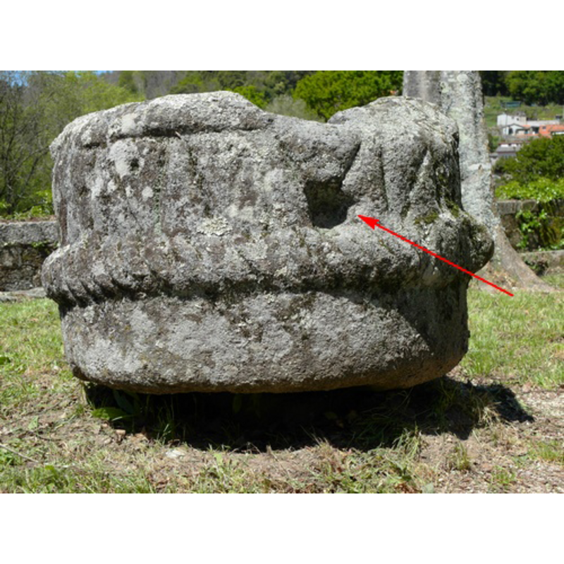 one of the four drain (?) holes [cf. FontNotes]