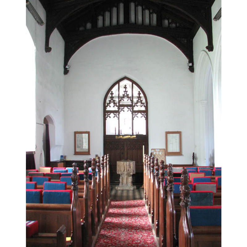 the font visible at the west end, centre aisle
