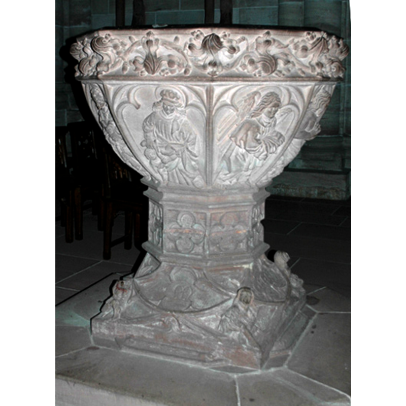 showing St. Martin on the left panel, the angel of the Baptism scene on the right