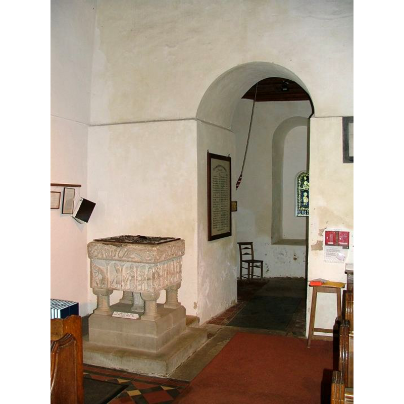 in the southwest corner of the nave
