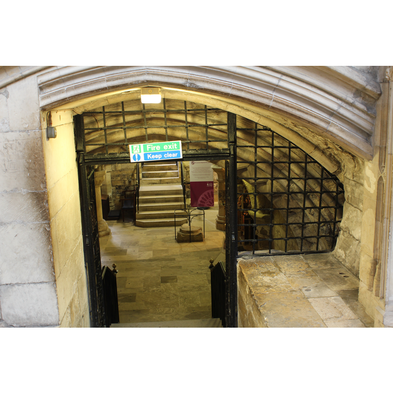 the entrance to the crypt from the north aisle