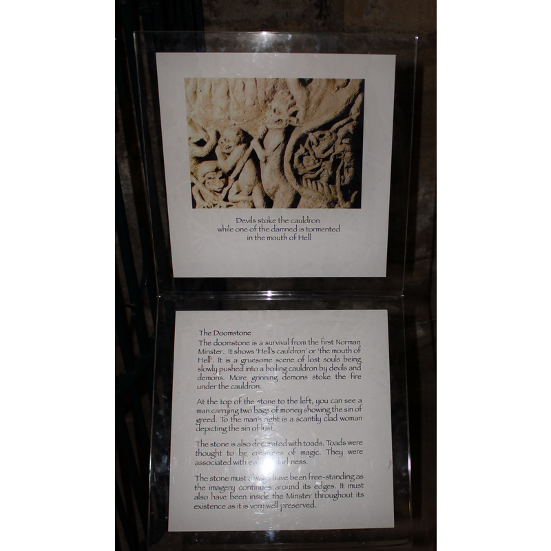the 'Doomstone' in the crypt: said to be from the Norman building here