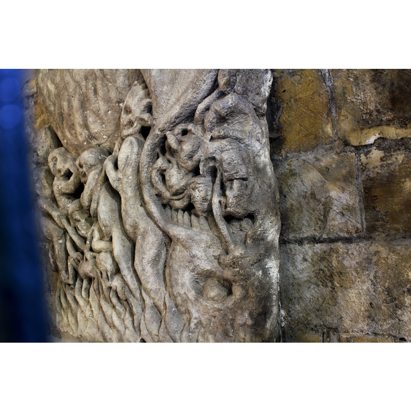 the 'Doomstone' in the crypt: said to be from the Norman building here