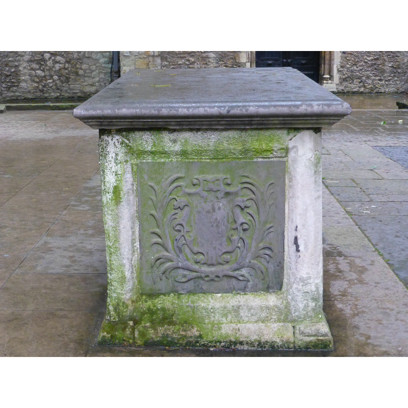 outside the west end of the church