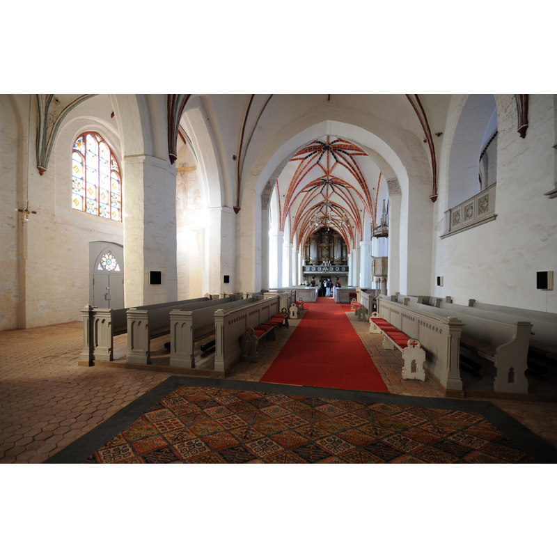 in the foreground are the choir benches; at the west end, the organ and the gallery; on the right [north] side, the pulpit