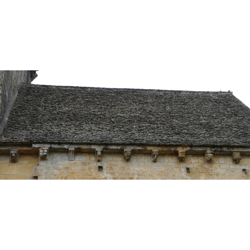 roof and corbels on the north side of the church
