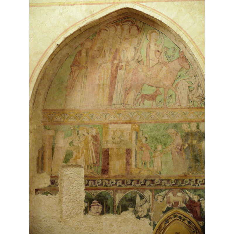 one of several frescoes on the apses -- at the top, the triumphal entry of Christ in Jerusalem
