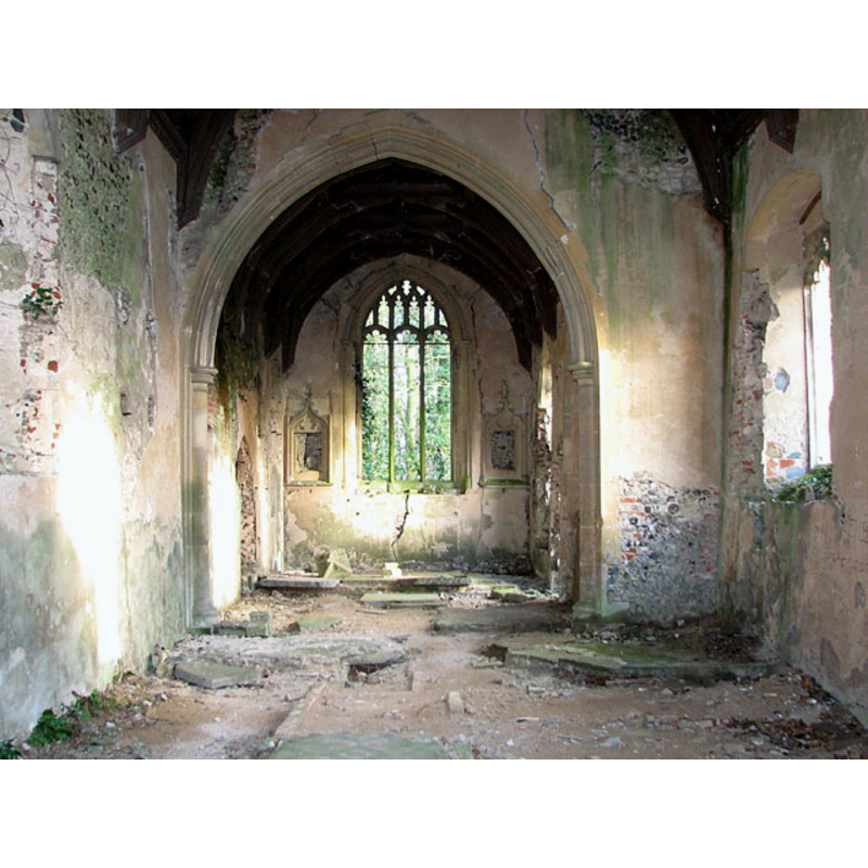 the ruins of St. Peter's church: the chancel arch and the east end of he nave