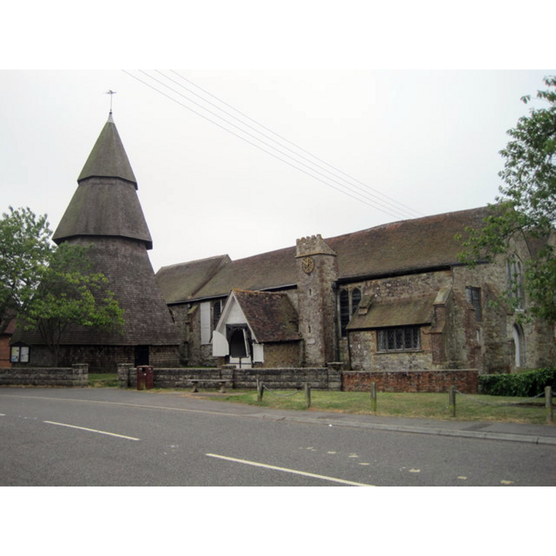 notice the detached wooden bell tower