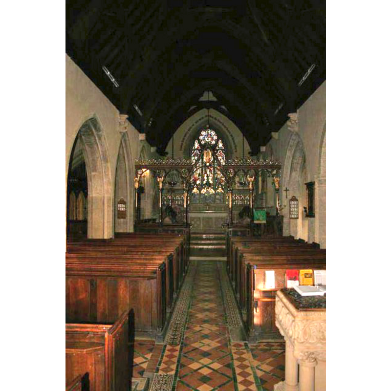 the modern font visible in the foreground, right (south) side