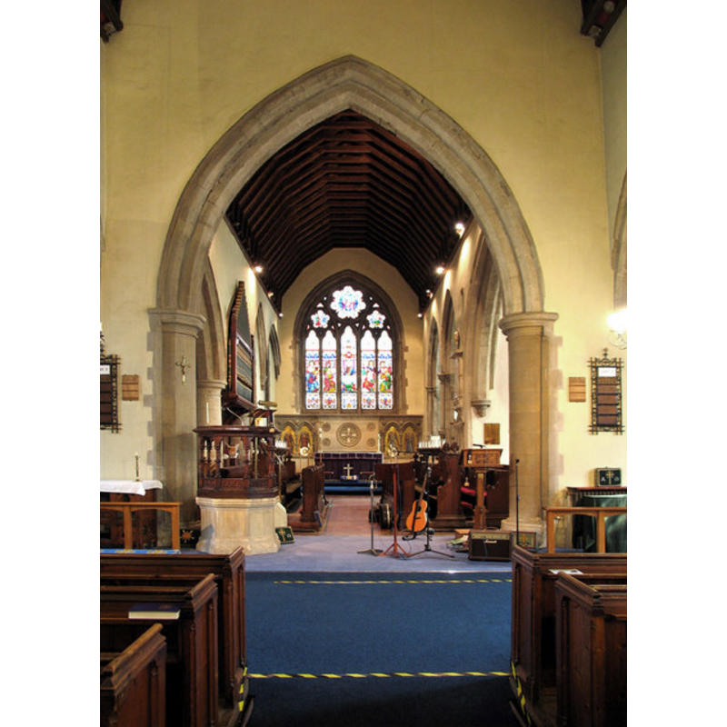 beyond the gap is the chancel arch, the chancel and the presbitery