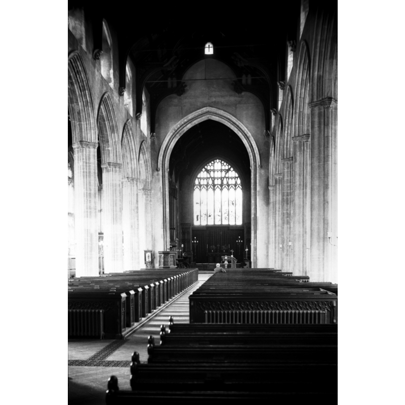 Photo caption: "Chancel rebuilt on old foundations in 1888"
