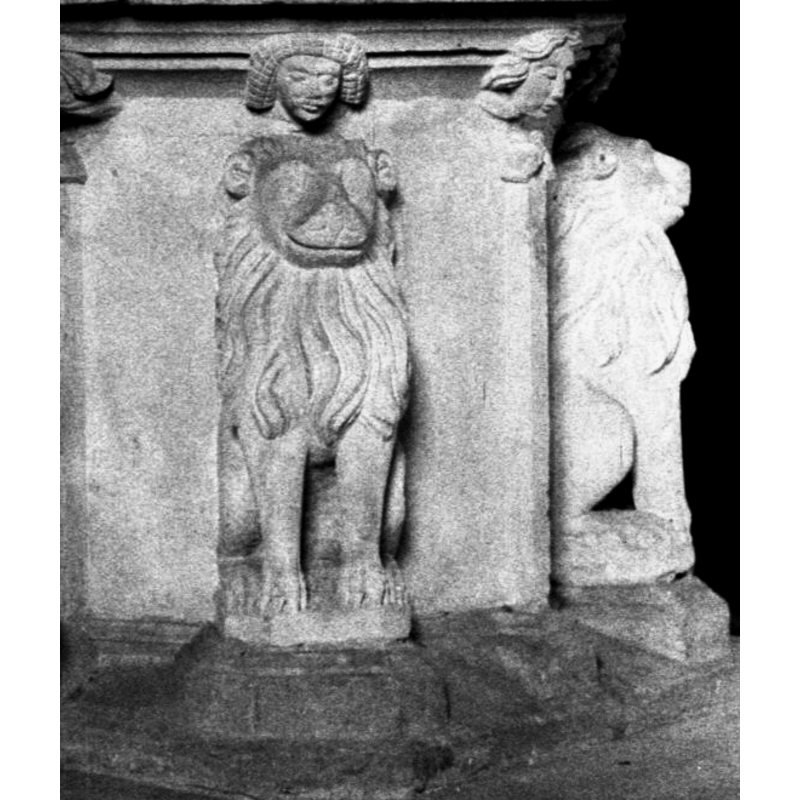 on alternate sides of the pedestal base