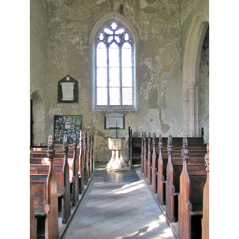 the modern font is visible at the back (west end)