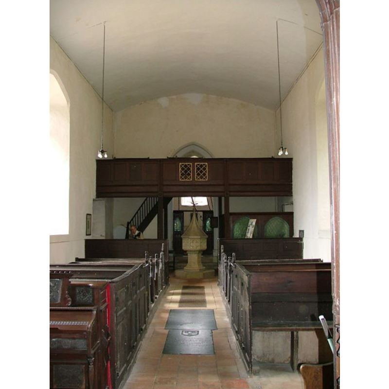the font and cover are visible at the back (west end), beneath the gallery