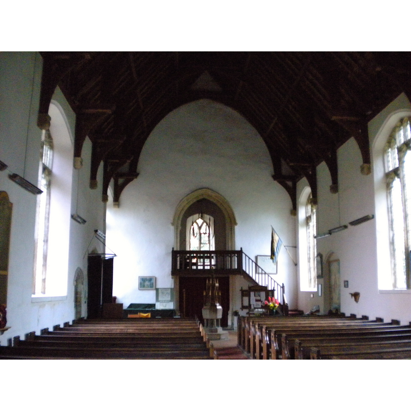 the font and cover are visible at the west end of the centre aisle