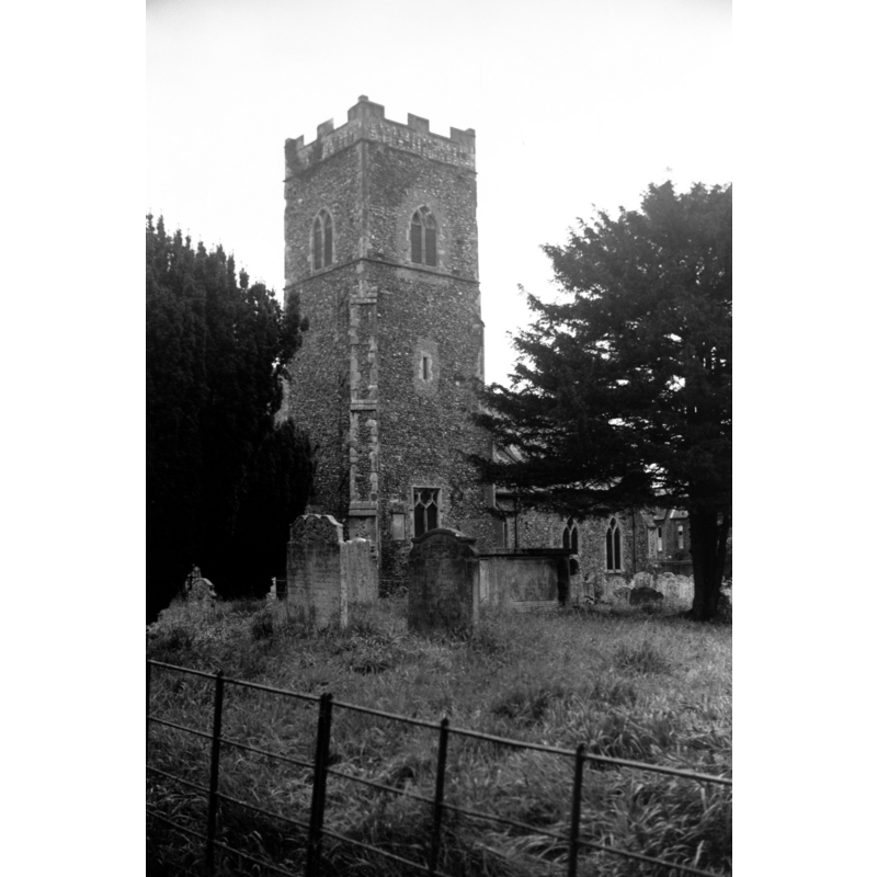 Photo caption: "The tower which stands to the south, in the centre of the south aisle"
