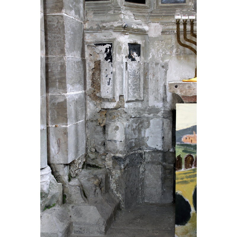 showing the construction details of the lower north-side corner of the base of the retable
