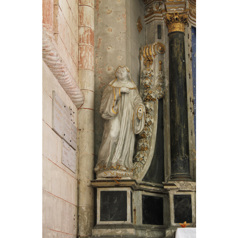 [location in the church to be identified] -- St. Scholastica, to the left of the retable