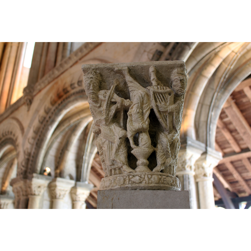 musicians`capital formerly from the abbey cloister [the original is in a museum in Rouen -- this faithful copy is located in the chapter room of the old abbey]