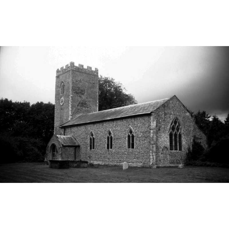 Photo caption: "The chancel has been in ruins for many years. The east window was transferred to the east end of the nave together with the priest's doorway"

INT N AISLE W B&W photograph taken 27 July 1950 by George Plunkett [ww.georgeplunkett.co.uk/Norfolk/T/Thurning St Andrew's church interior view W [3946] 1950-07-27.jpg] [accessed 31 October 2013] Caption: "High box pews in north aisle. 14c arcade"