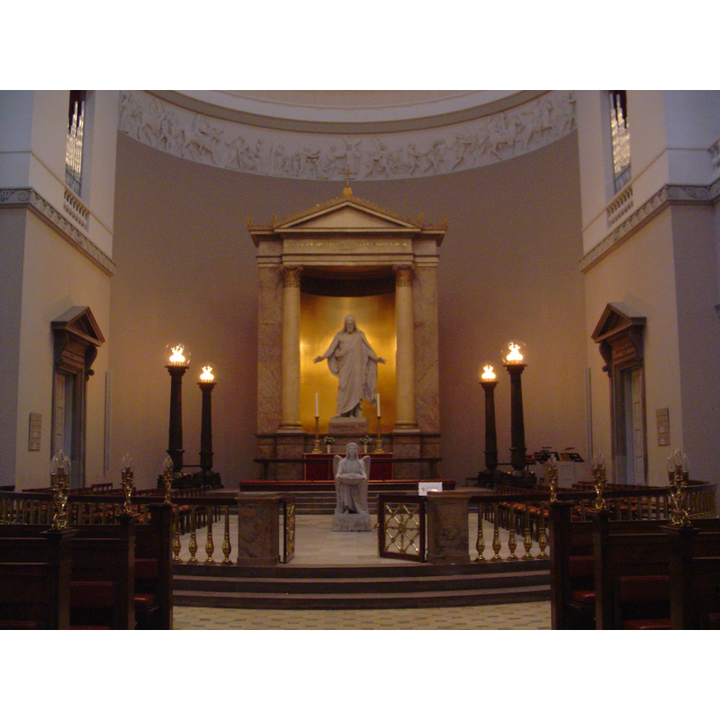 the angel font visible in the centre, just west of the altar