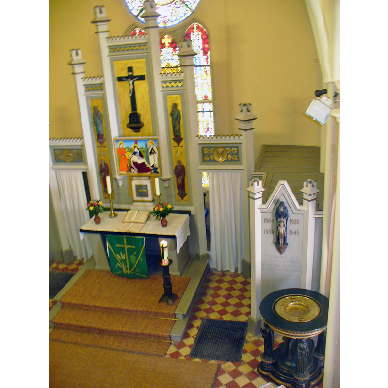 the font in the foreground, right (south) corner