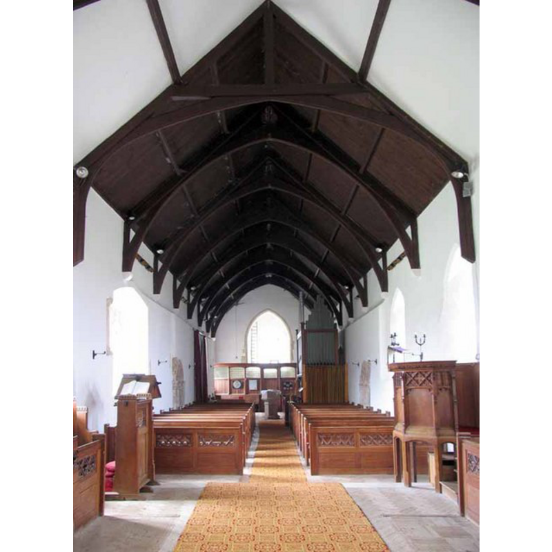 the font at the west end of the nave