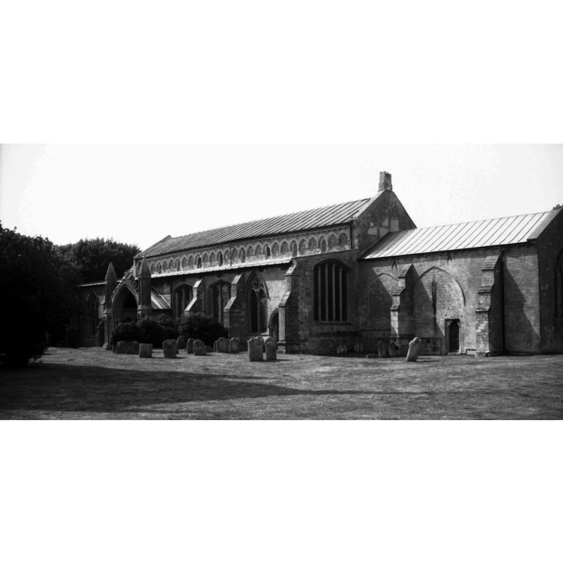 Photo caption: "'The date of nearly everything that remains is c1240' (Pevsner)"