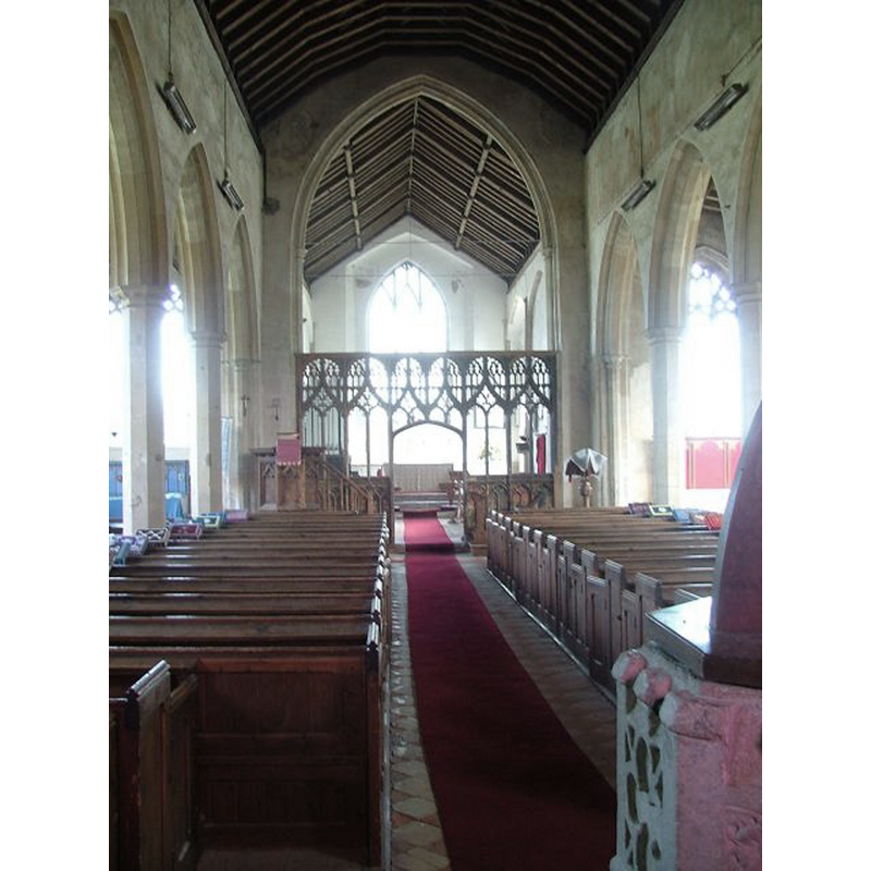photo taken from the west end, besides the font, part of which can be seen in the foreground, right-hand corner