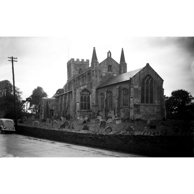 Photo caption: "Sanctus bell turret and vices flanking east wall of nave carried up as pinnacles"