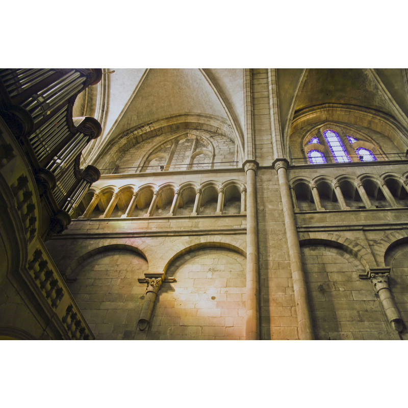 some of the 12th-century remains below the triforium