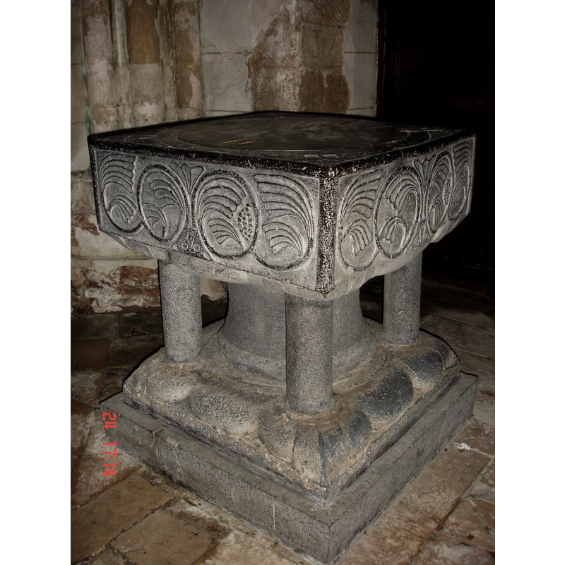 one on each of the mouldings of the angle columns