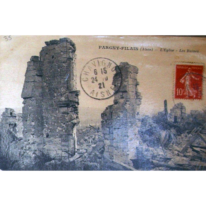 the destroyed church in 1918
