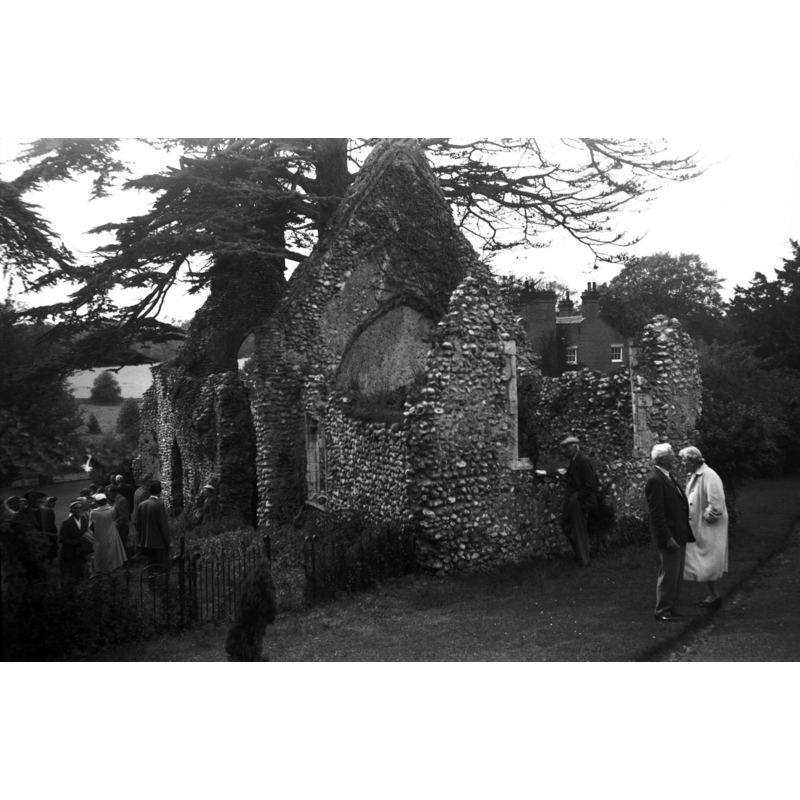 the ruins of the church in 1956 -- Photo caption: "In the grounds of Bayfield Hall"
EXT SW B&W photograph taken 25 August 1956 by Geroge Plunkett [www.georgeplunkett.co.uk/Norfolk/B/Bayfield St Margaret's church ruin from SW [4466] 1956-08-25.jpg] [accessed 20 January 2014]
EXT SW digital photograph taken 9 August 2007 by Evelyn Simak [www.geograph.org.uk/photo/519928] [accessed 20 January 2014]
EXT NW digital photograph taken 9 August 2007 by Evelyn Simak [www.geograph.org.uk/photo/519925] [accessed 20 January 2014]
EXT W digital photograph taken 9 August 2007 by Evelyn Simak [www.geograph.org.uk/photo/519931] [accessed 20 January 2014]
INT W digital photograph taken 9 August 2007 by Evelyn Simak [www.geograph.org.uk/photo/519932] [accessed 20 January 2014]