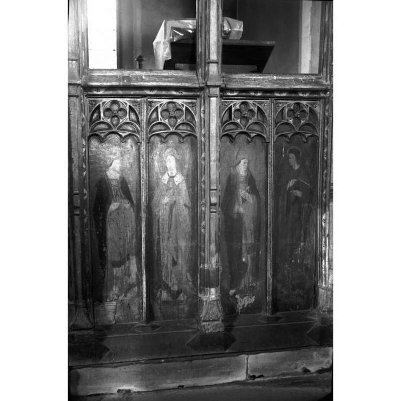 Photo caption: "Depicting St Louis, Henry VI, St Augustine and Master John Schorne"