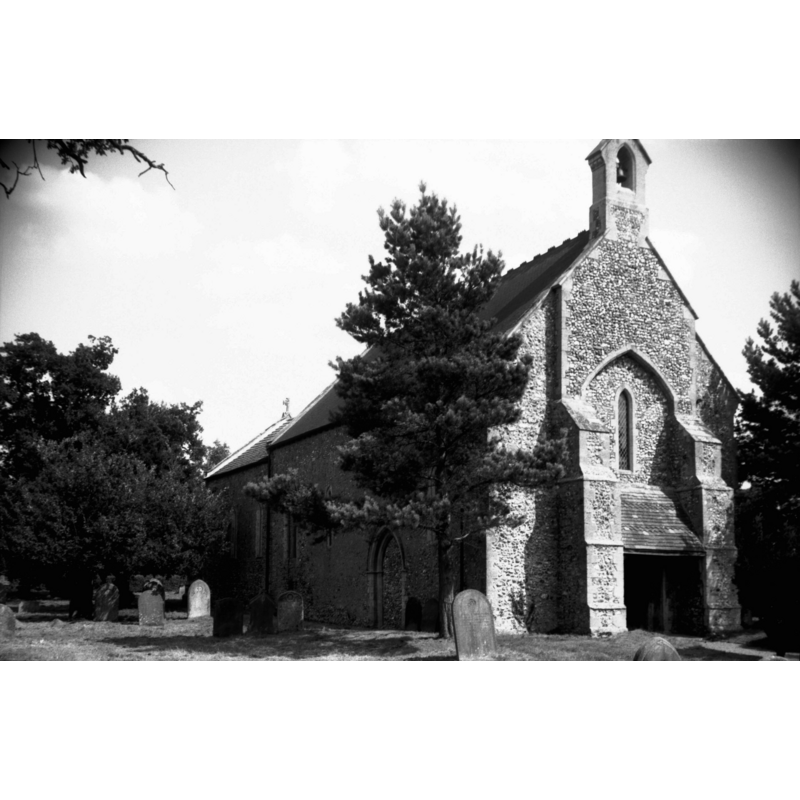 Photo caption: "The west tower collapsed in 1796. Victorian bellcote"