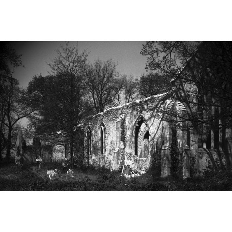 the ruins of St. Mary's -- Photo caption: "The 14c tower collapsed into the nave about the middle of the 20c"