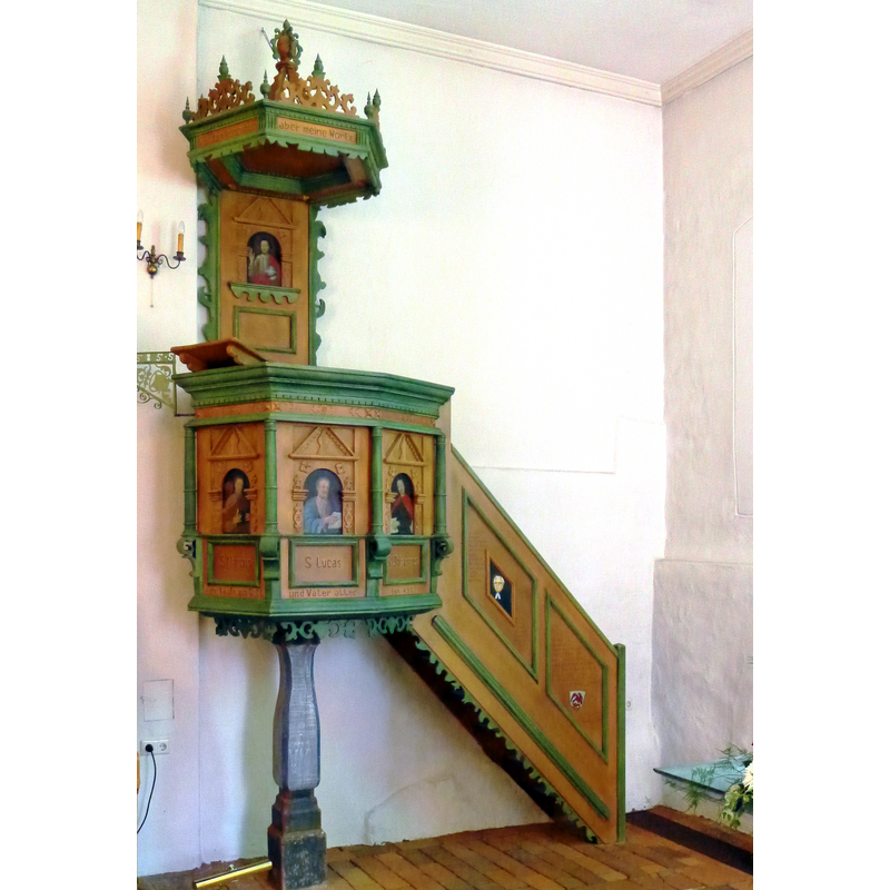 a reconstruction of the original 1648 pulpit