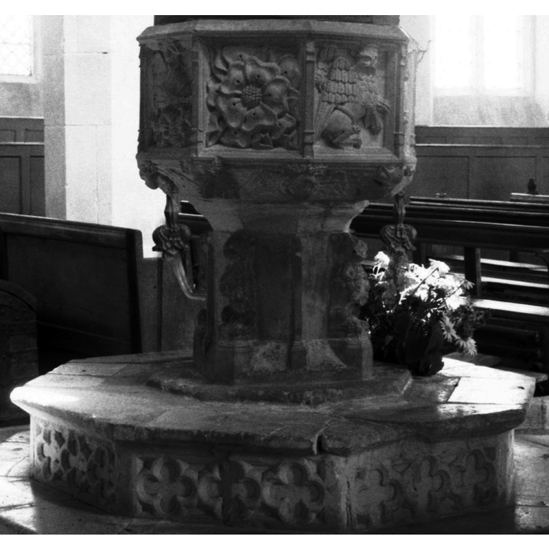 Mark's winger lion in the right panel; a musical angel in the left