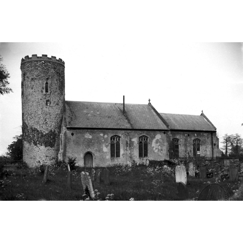 Photo caption: "Norman round tower"