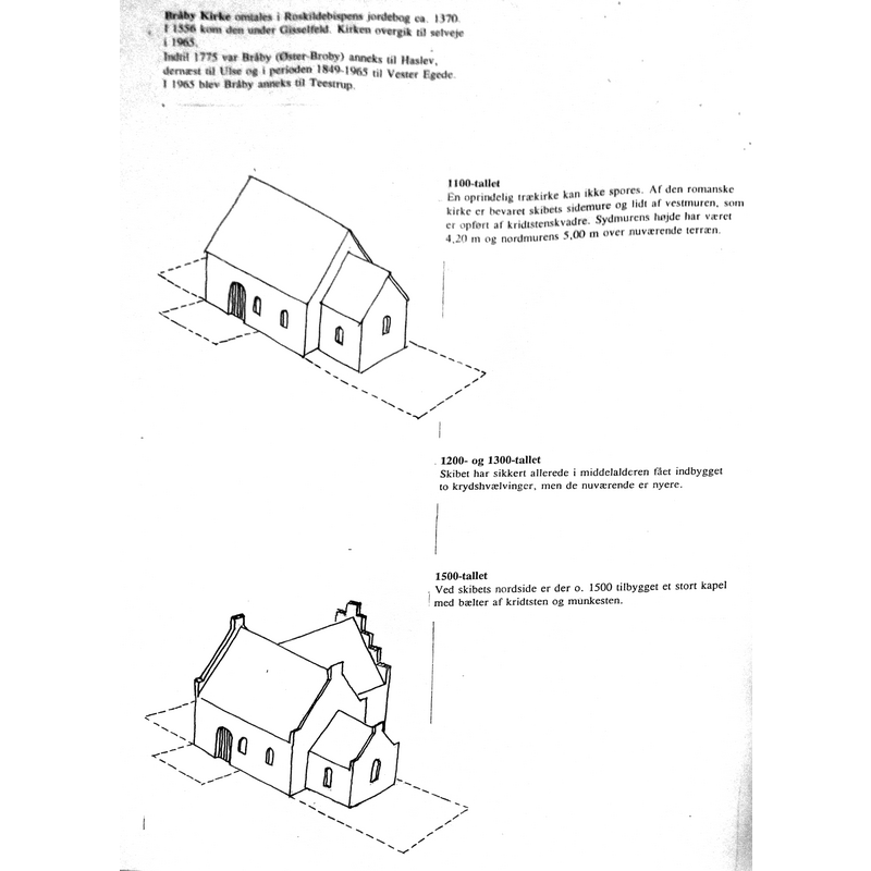 showing the medieval stages of the church; from a poster inside the church, at the west end of the nave, south side